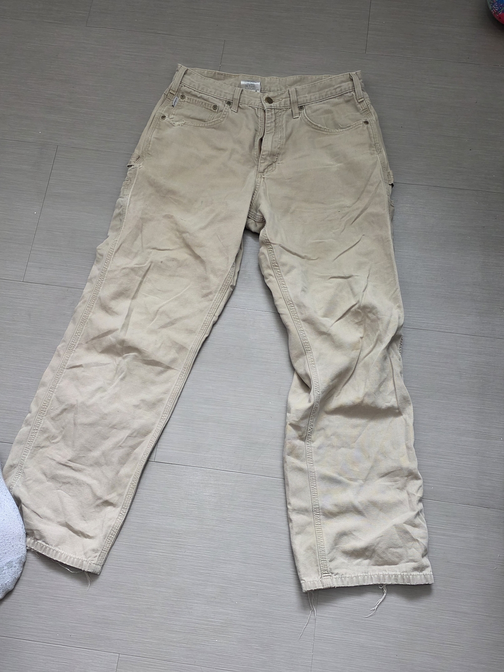 Carhartt Men's Tan Work Chinos - Straight Carpenter Style